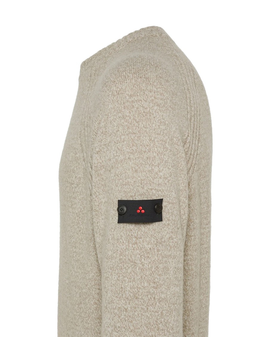 Peuterey Mouliné Textured Crew Neck Sweater With Logo Detail