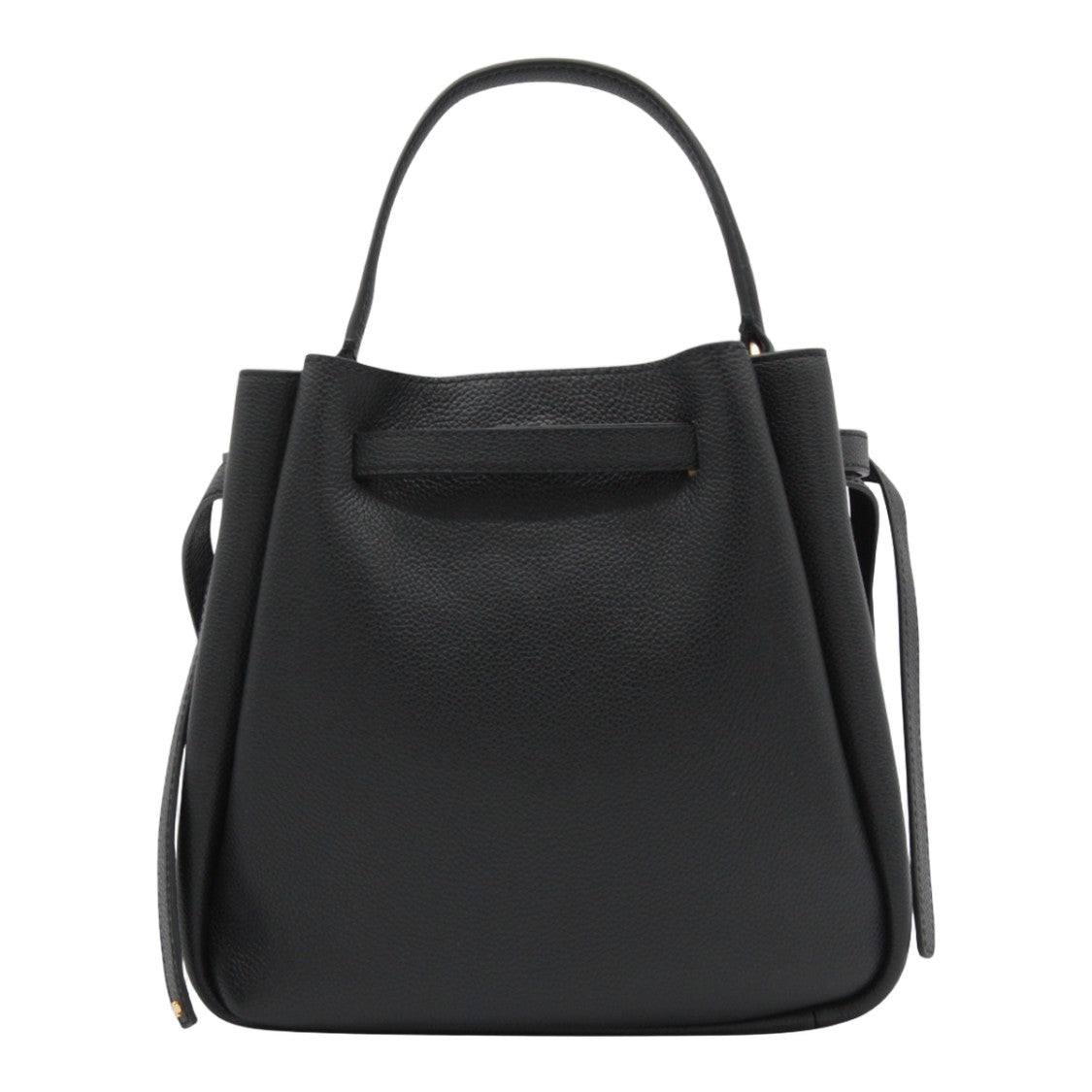 Tory Burch Structured Pebbled Black Handbag With Detachable Strap