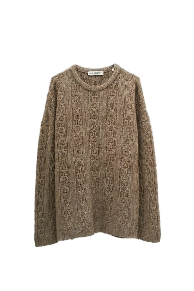 Our Legacy Textured Cable Knit Sweater In Rich Brown
