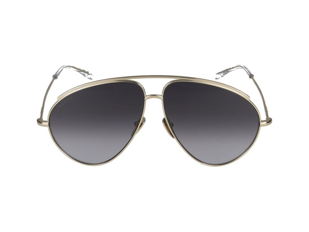 Gucci Gold Gradient Grey Lenses Aviator-Style Sunglasses