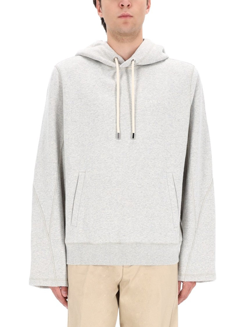 Lanvin Grey Straight-Fit Logo Hoodie