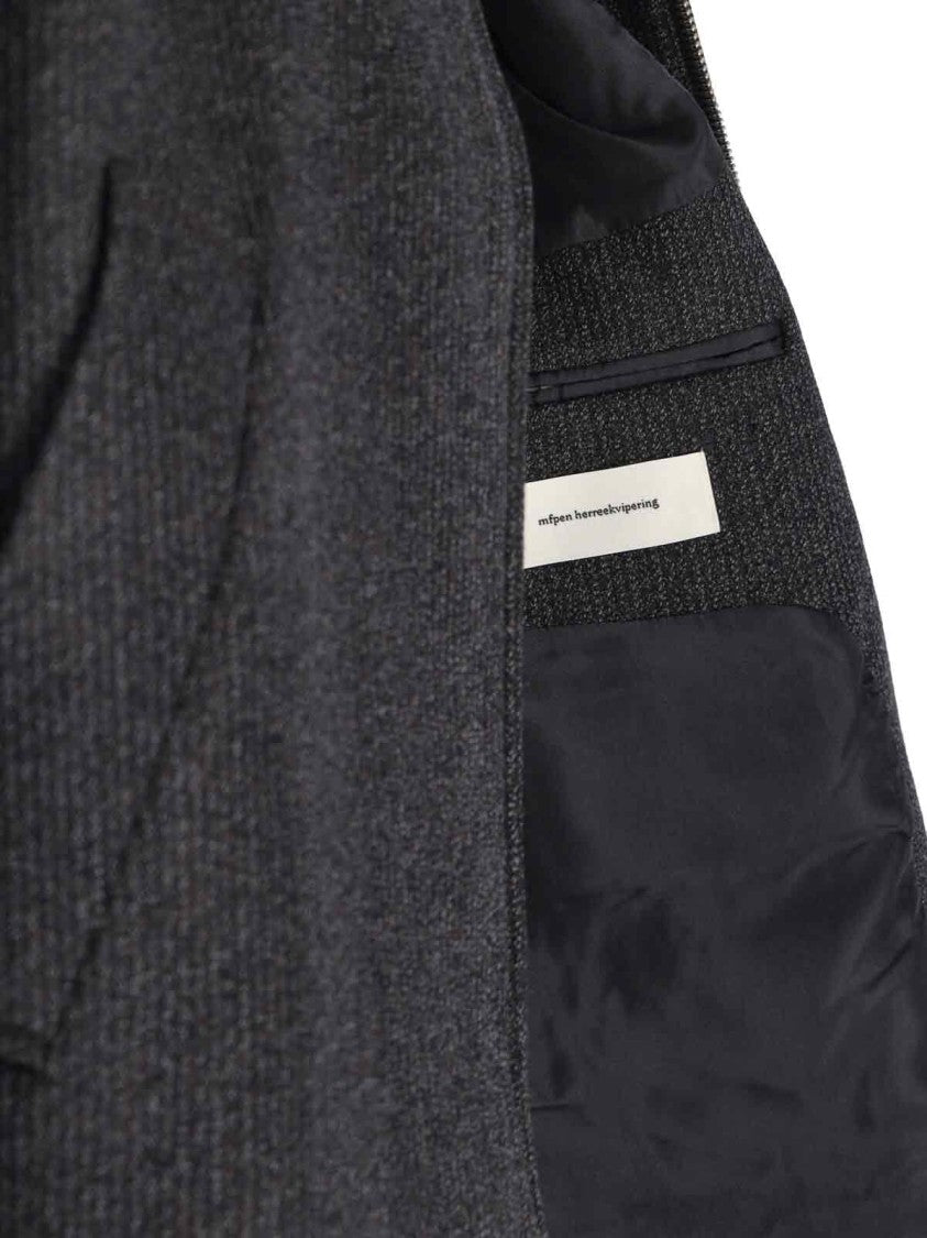 Mfpen Structured Brown Jacket With Front Zipper