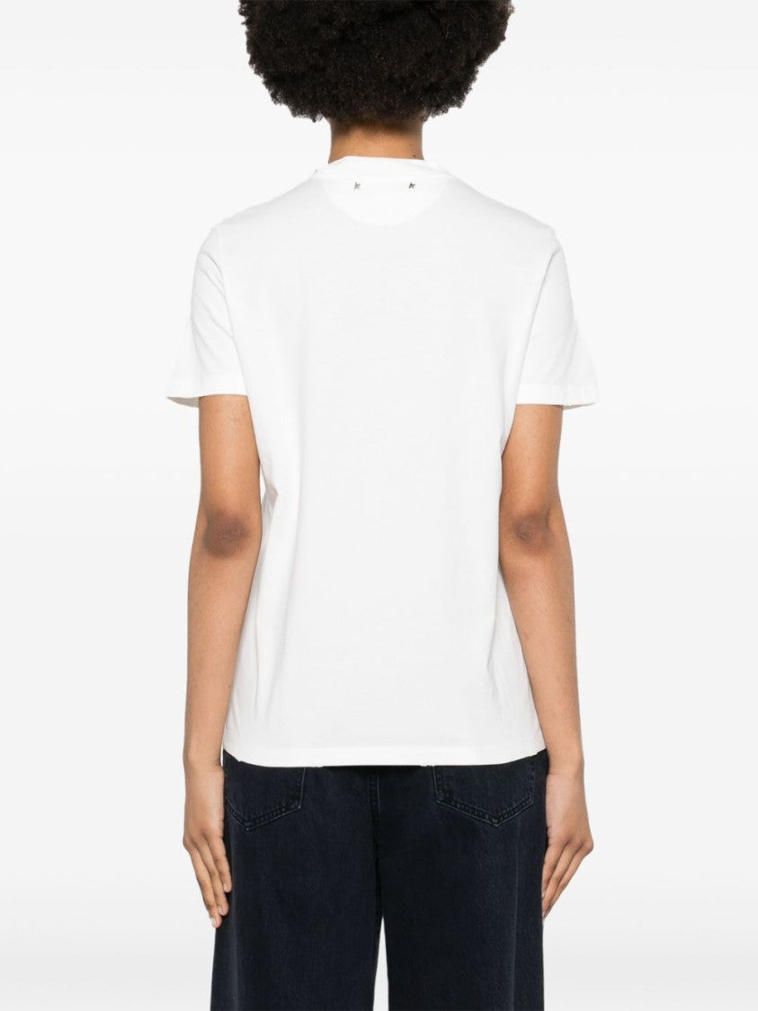 Golden Goose Classic White T-Shirt With Subtle Embellishments
