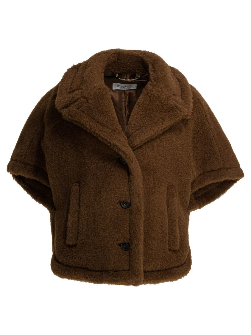 Max Mara Cropped Textured Jacket With Wide Notched Collar