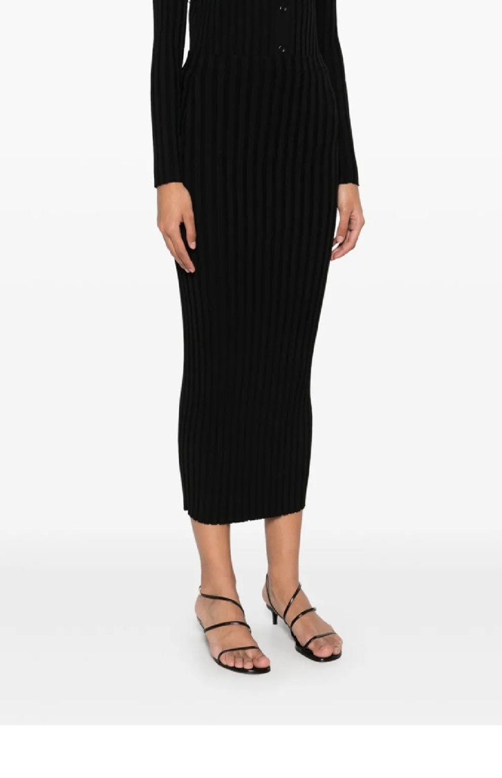 Fabiana Filippi Ribbed Midi Skirt With Fitted Silhouette