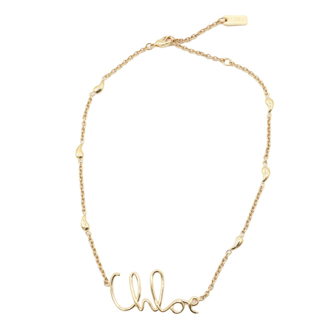 Chloé Gold-Tone Script Chain Necklace