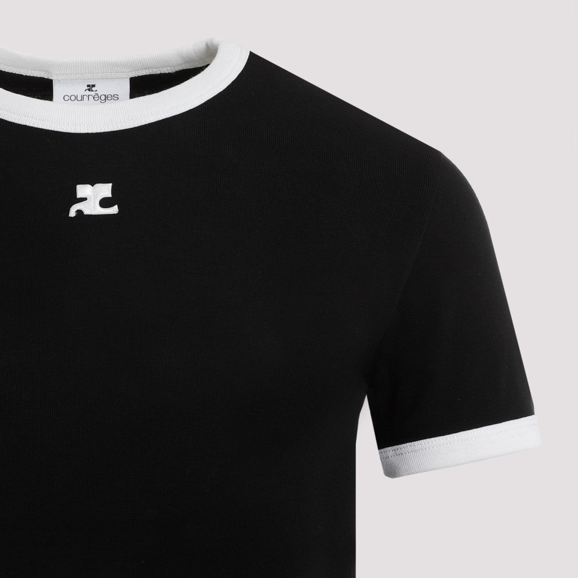 Courrèges Black Bumpy Contrast T-Shirt Reedition