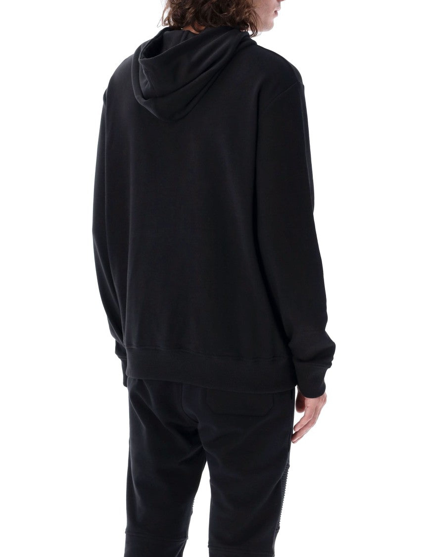 Balmain Black Cotton Logo Hoodie