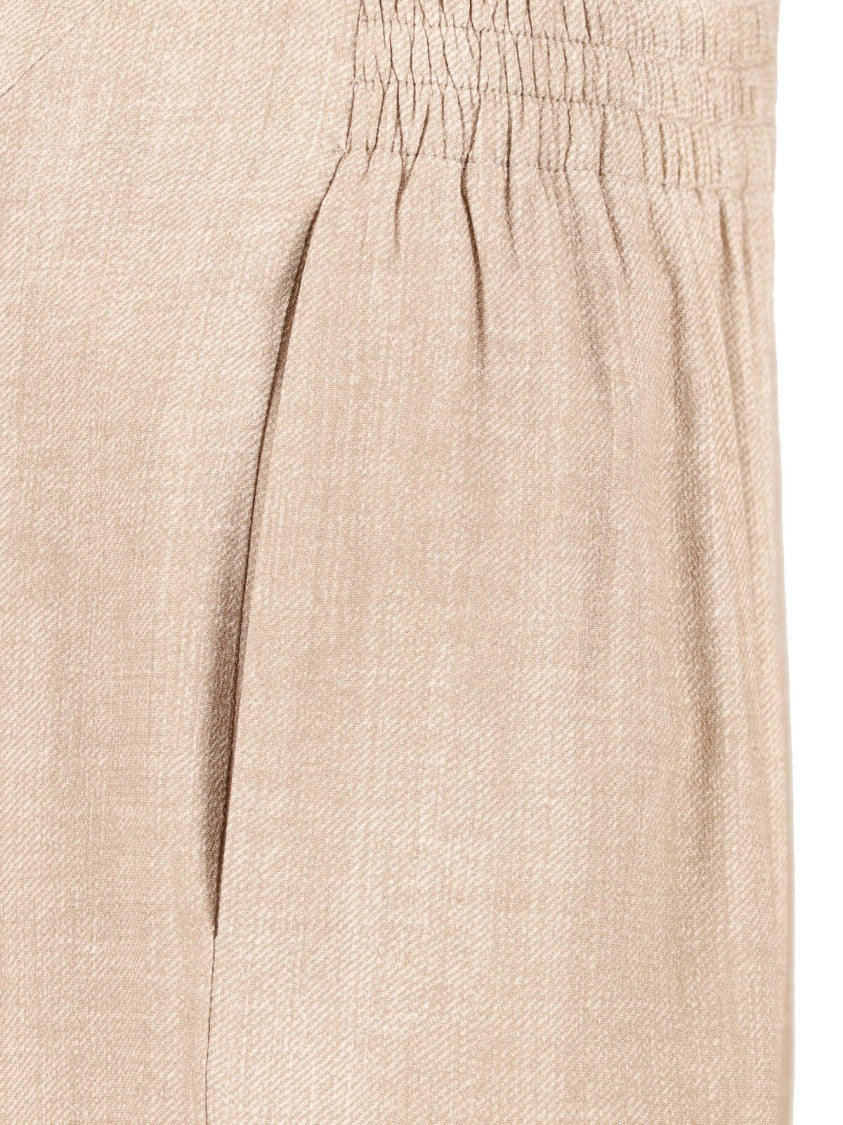 Ermanno Scervino Beige Viscose Gathered Elastic Waist Pants