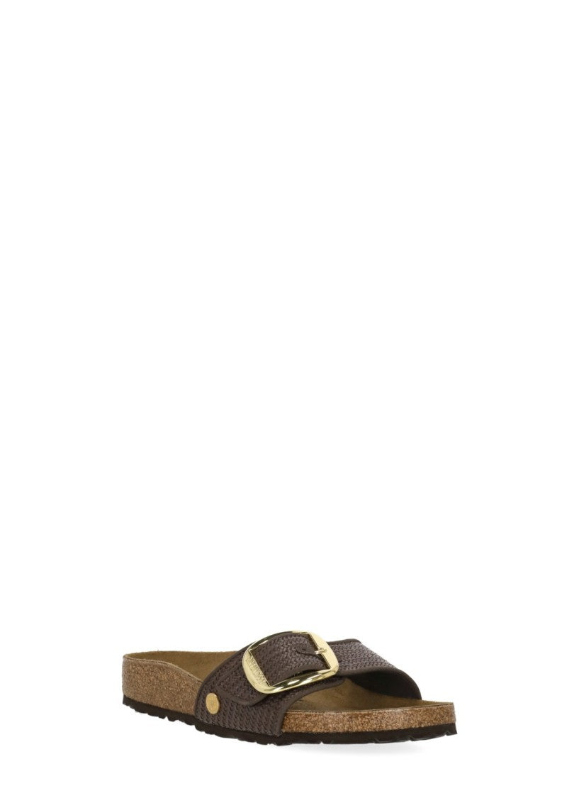 Birkenstock Brown Madrid Big Buckle Raffia Sandals