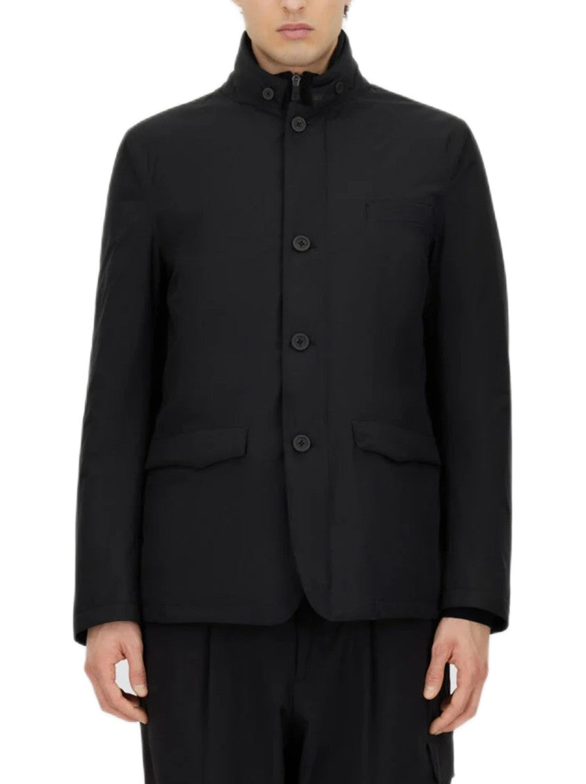 Herno High Collar Black Jacket