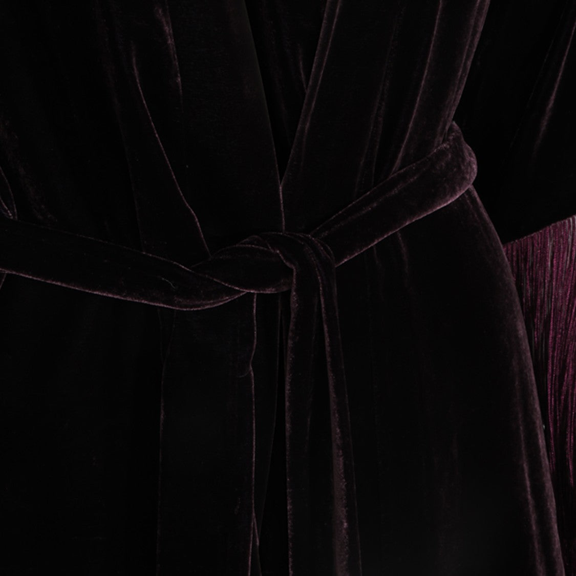 Antonelli Firenze Wrap-Style Velvet Cardigan With Fringed Sleeves