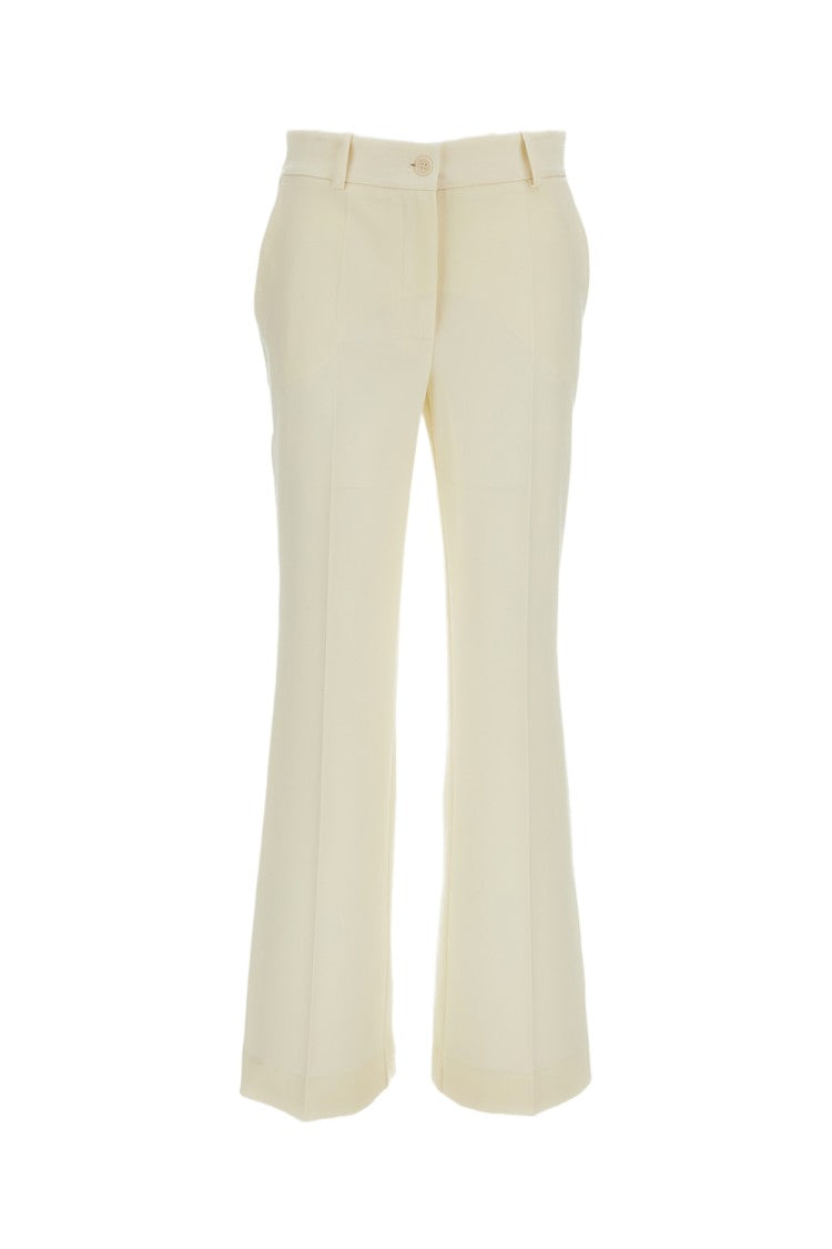Parosh White Stretch Wool Tailored Straight-Leg Pants