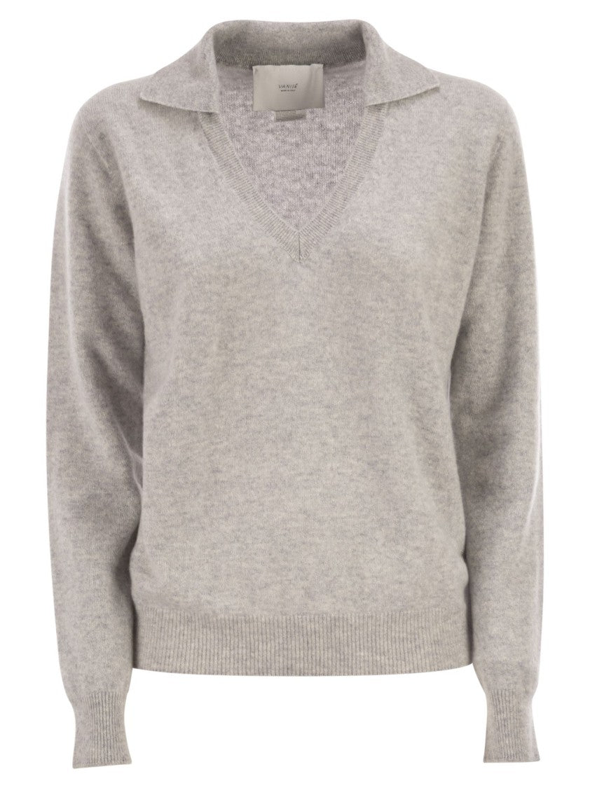 Vanisé Patty - V-Neck Jumper With Polo Collar