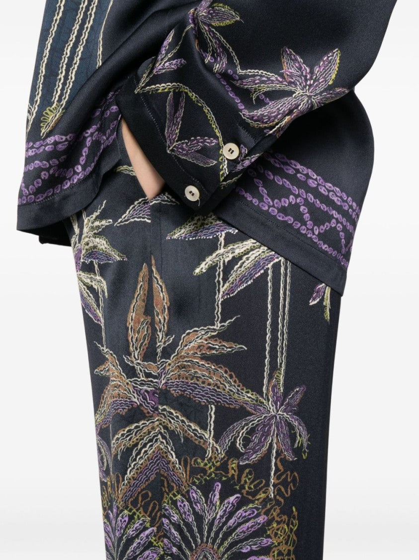 Forte Forte Wide-Leg Trousers With Botanical Embroidery