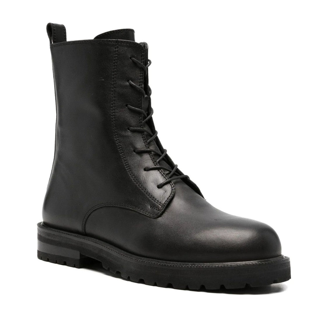Adrianna Feretti Black Minimalist Lace-Up Leather Boots