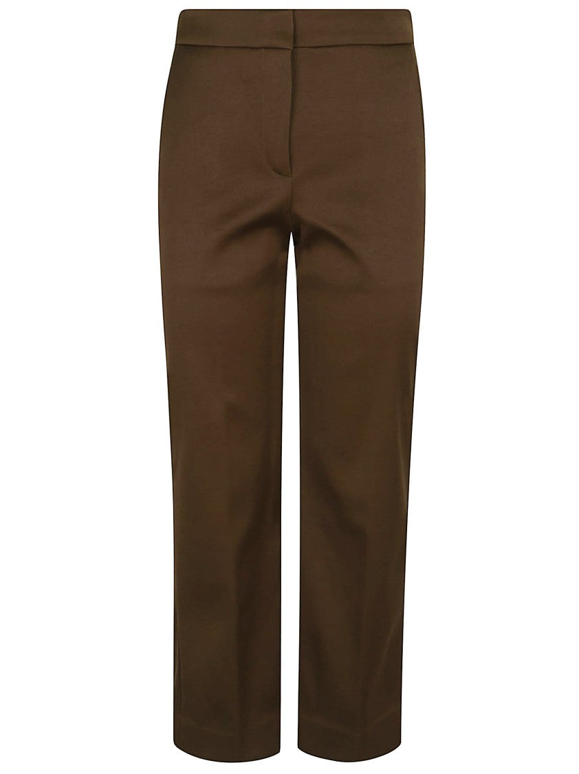 Tory Burch Ankle-Length Twill Trousers With Functional Pockets