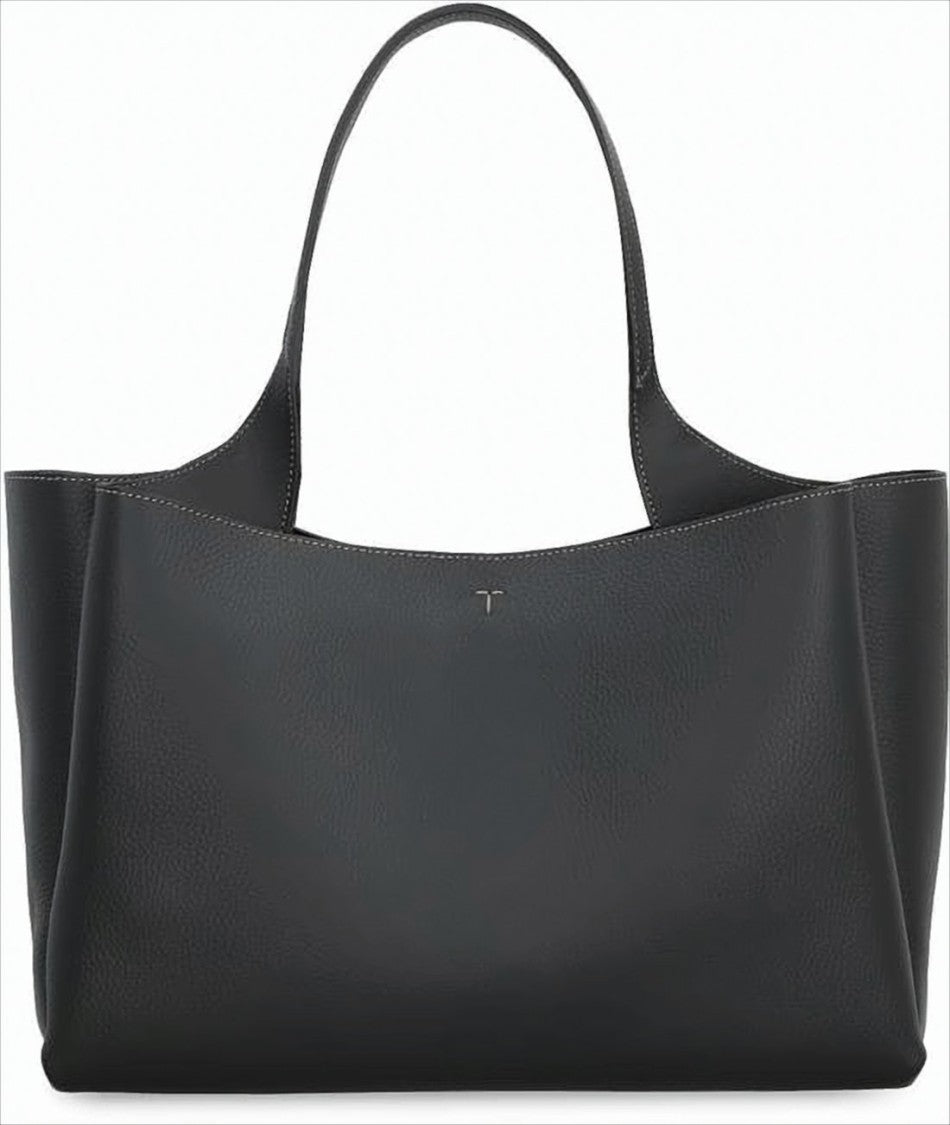 Tod's Black Leather Shoulder Bag With Metallic Accent