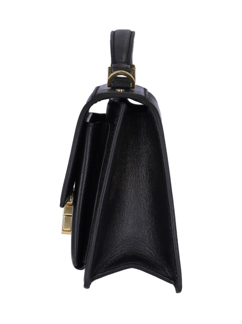 Golden Goose Structured Black Leather Handbag With Adjustable Strap