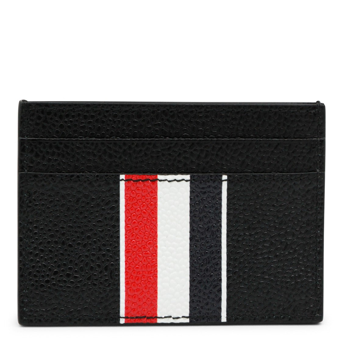 Thom Browne Black Tricolor Stripe Textured Leather Wallet