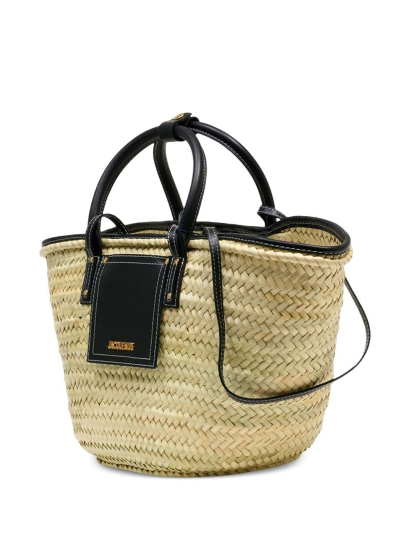 Jacquemus Black Minimalist Structured Leather Tote Bag