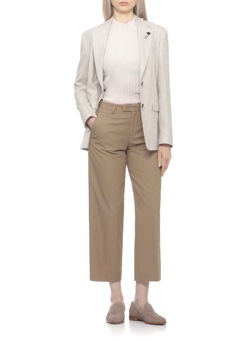 Lardini Beige Linen Classic Lapel Blazer