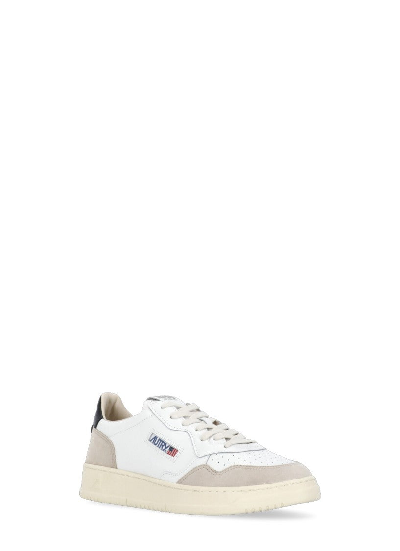 Autry White Medalist Low Suede-Blend Sneakers