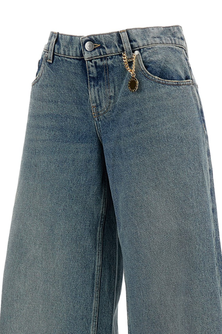 Stella Mccartney Vintage Wash Wide Leg Jeans With Chain Detail