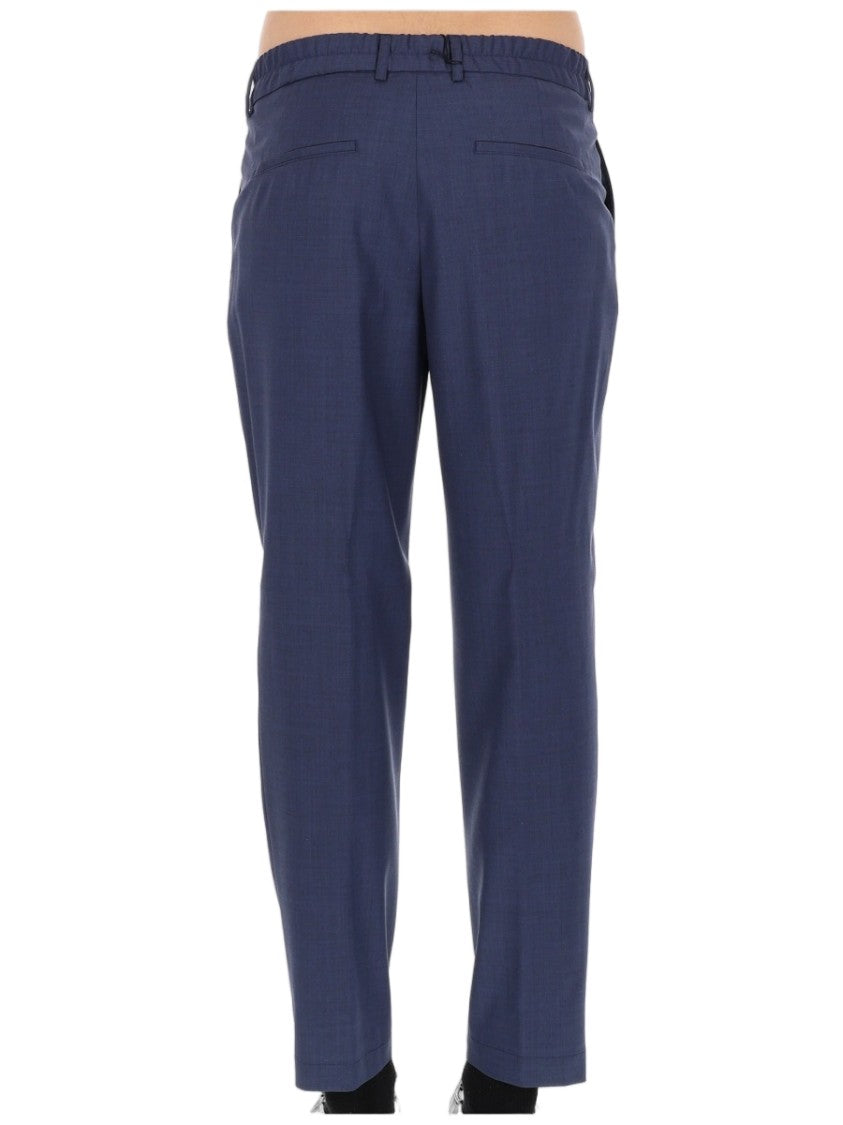 Boss Blue Virgin Wool Flat Pants