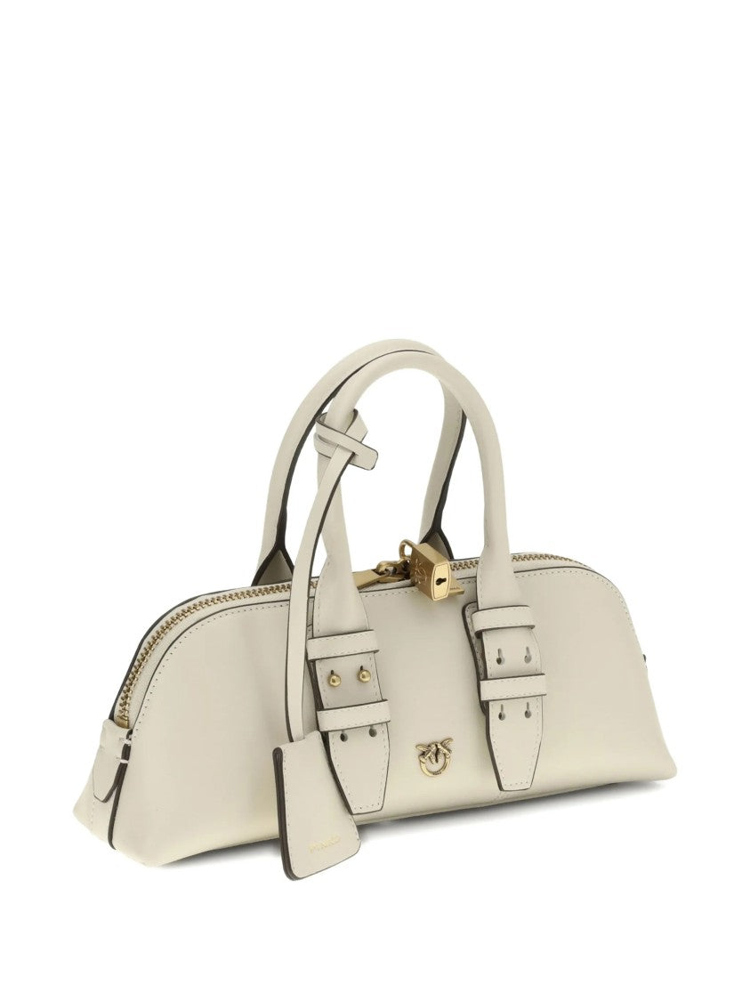 Pinko White Bowling Bag Horizontal Synthetic Handbag