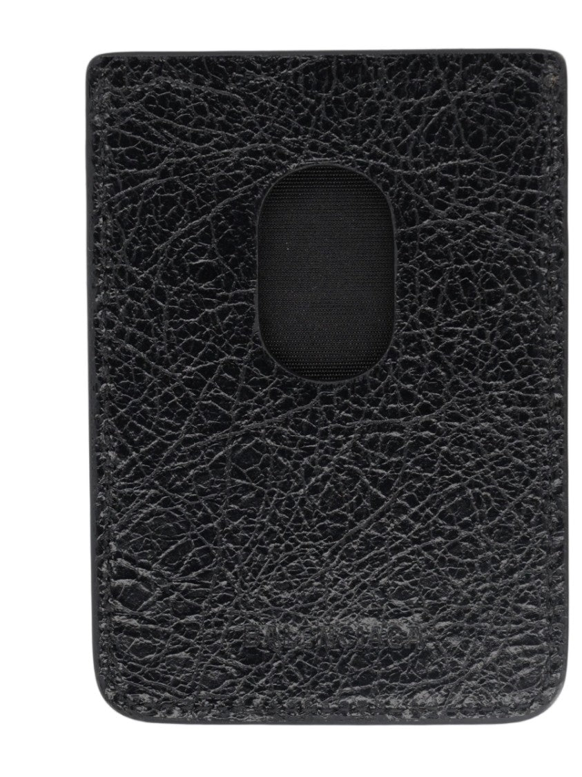 Balenciaga Textured Leather Square Cardholder With Snap-Button Closure