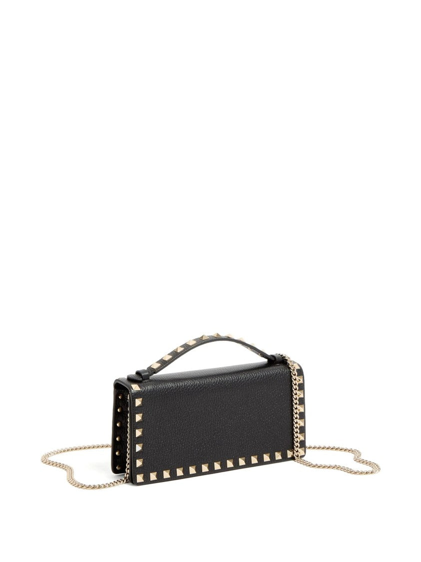 Valentino Wallet W/Strap Rockstud Textured Leather Chain