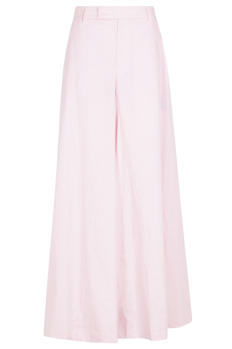 Federica Tosi Pink Palazzo Belt-Loops Cotton-Blend Formal Pants