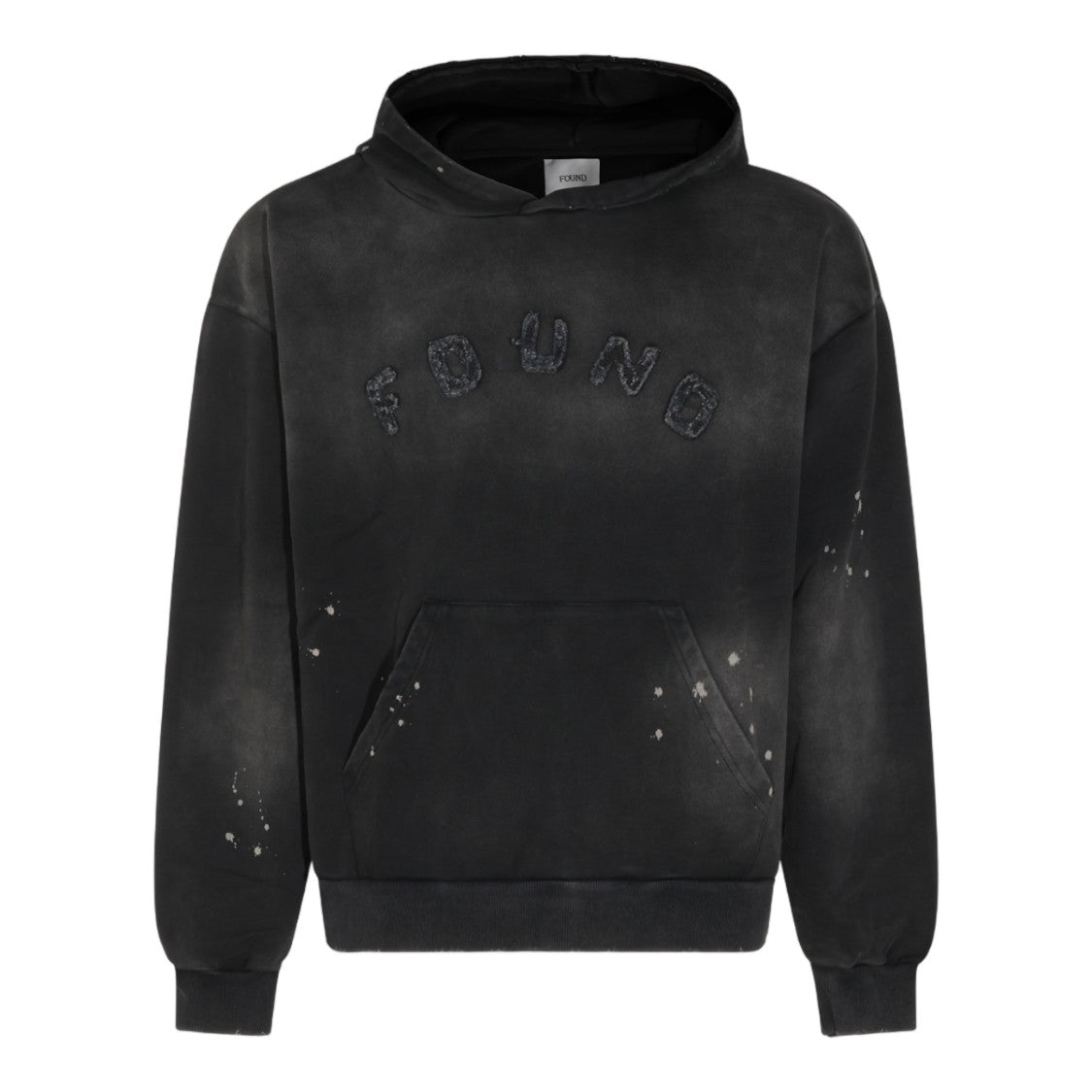 Found Hooded Black Sweater With Subtle Paint Splatter