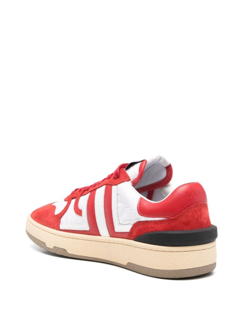 Lanvin Color-Blocked Crimson Red And White Sneakers