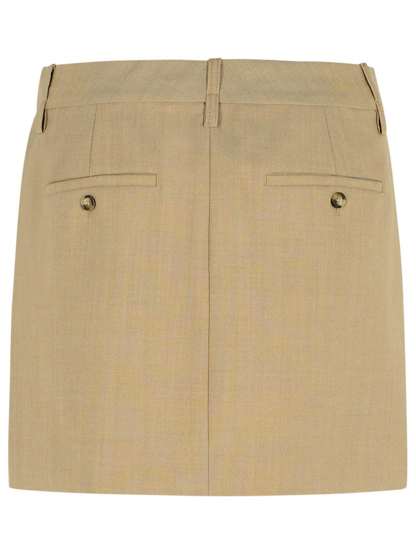 Sportmax Fify' Beige Brown Virgin Wool Miniskirt