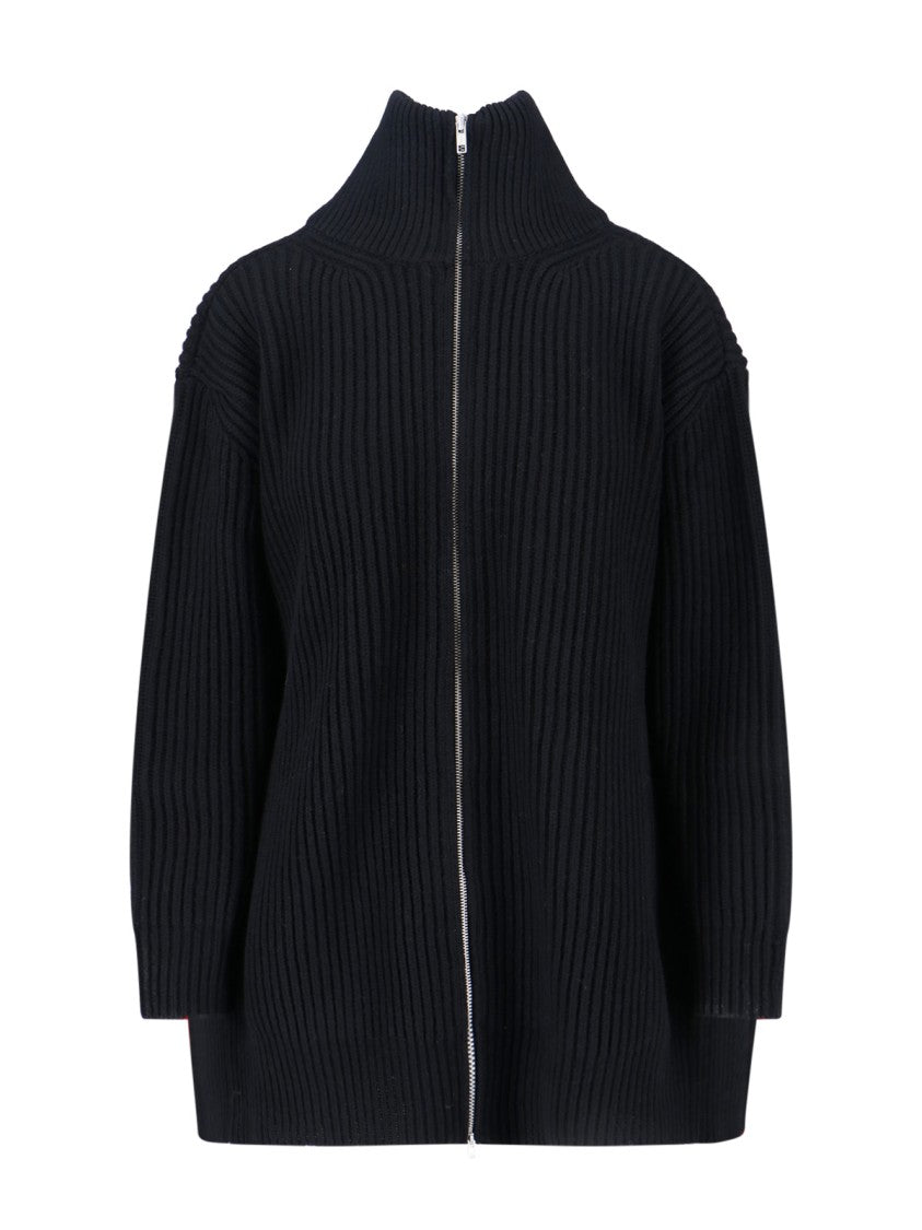 Mm6 By Maison Margiela Zip Wool Sweater – Black