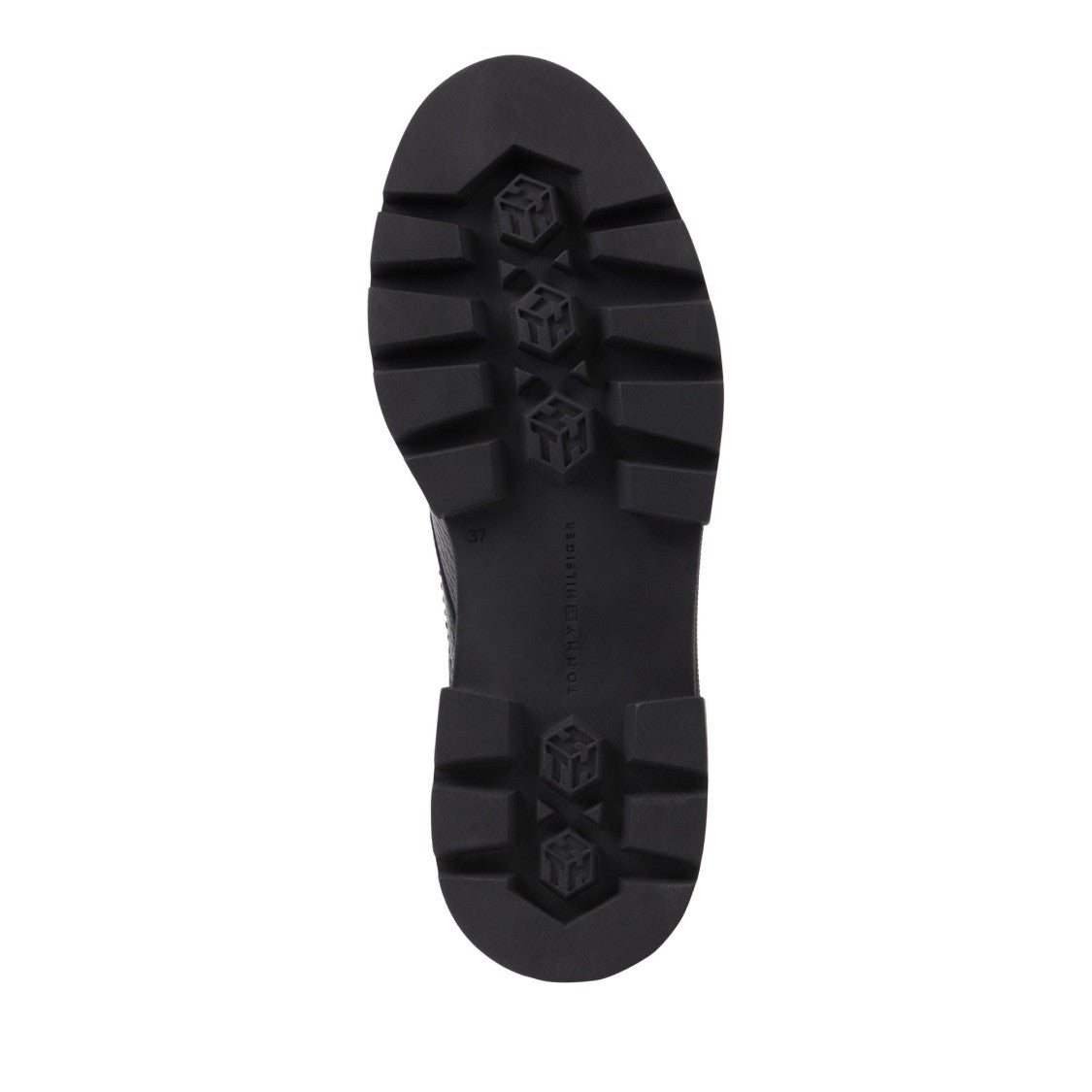 Tommy Hilfiger Black Mono Textured Lace-Up Chunky Sole Leather Boots