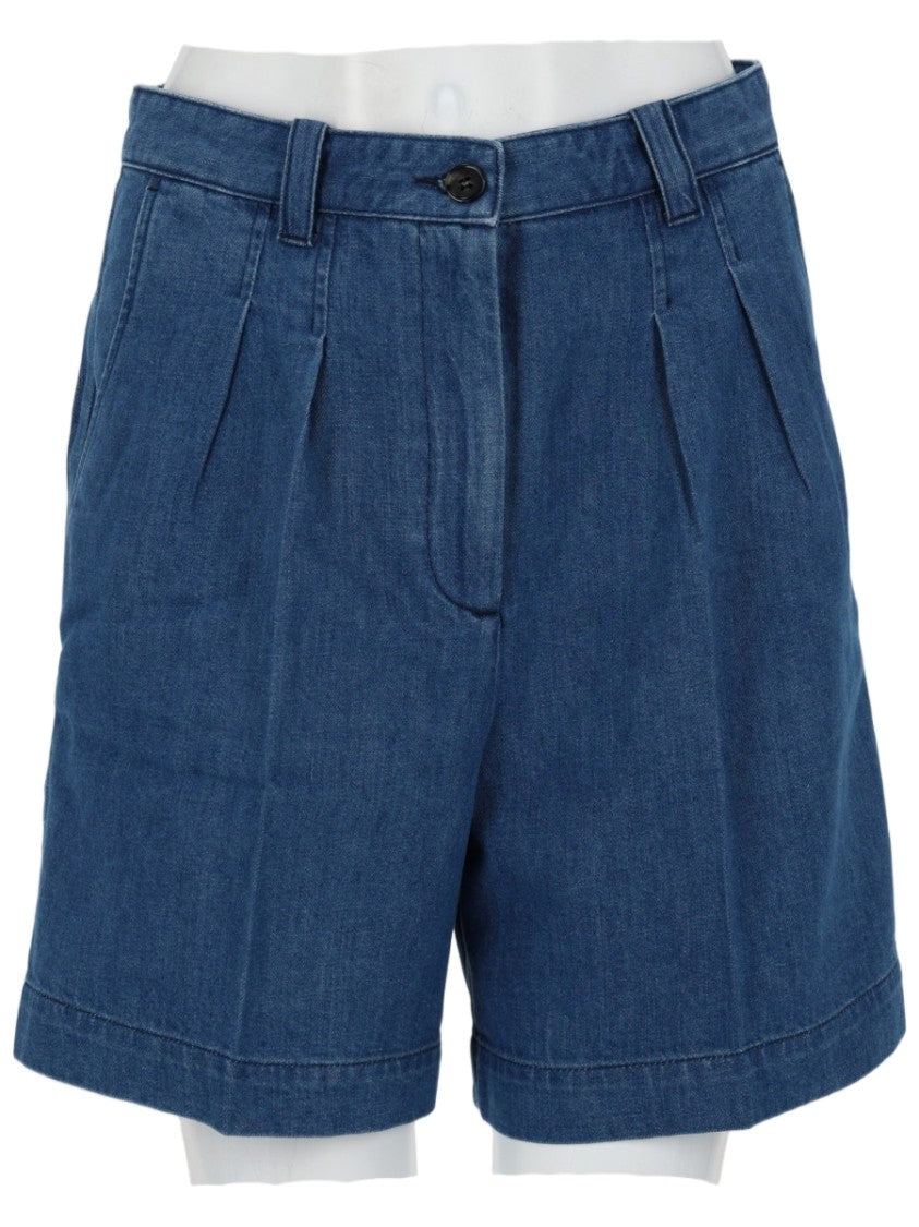 A.P.C. Nola Medium Blue High Waist Shorts