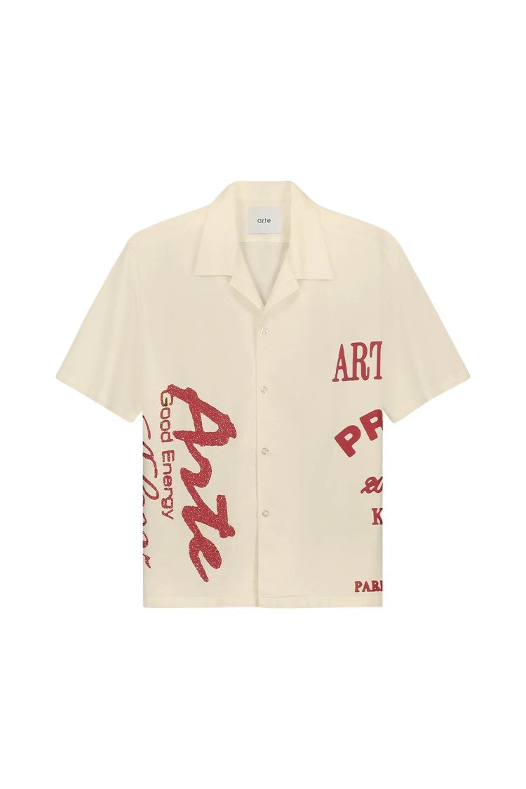 Arte Antwerp Red Print Beige Shirt
