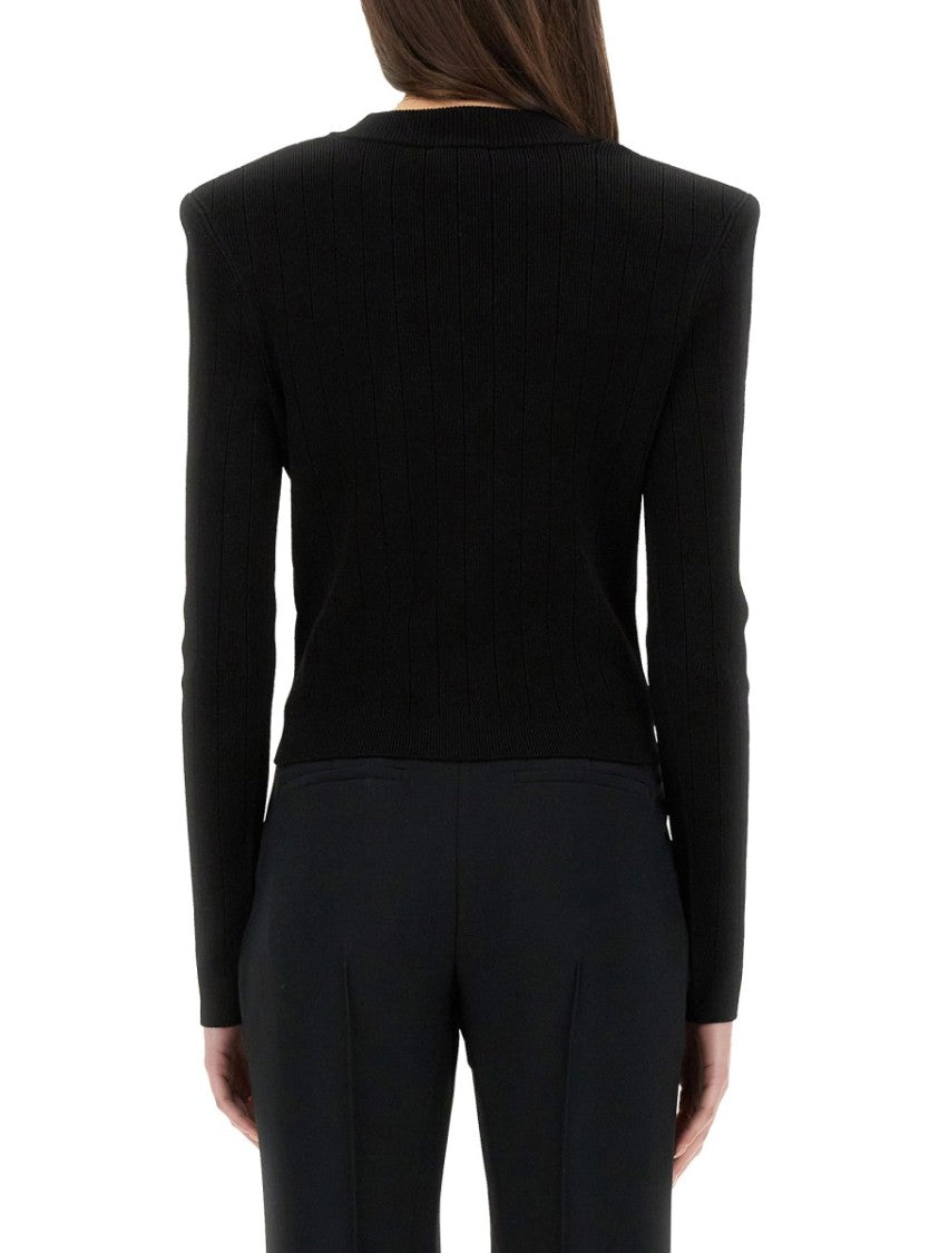 Balmain Cropped Cardigan With Deep V-Neckline