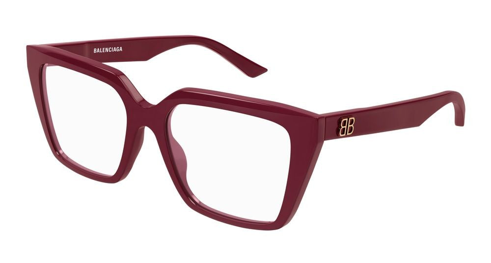 Balenciaga Red Gold Logo Detail Oversized Square Eyeglasses