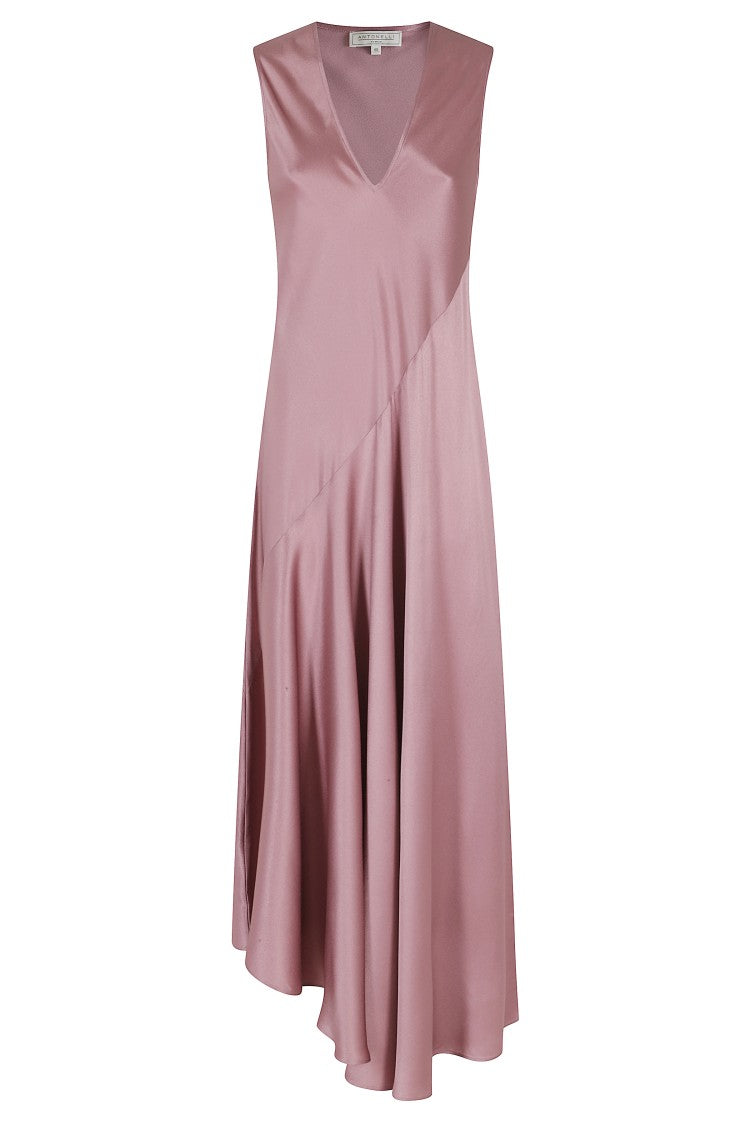 Antonelli Orchid Natasha V-Neck Asymmetrical Acetate-Blend Midi Dress
