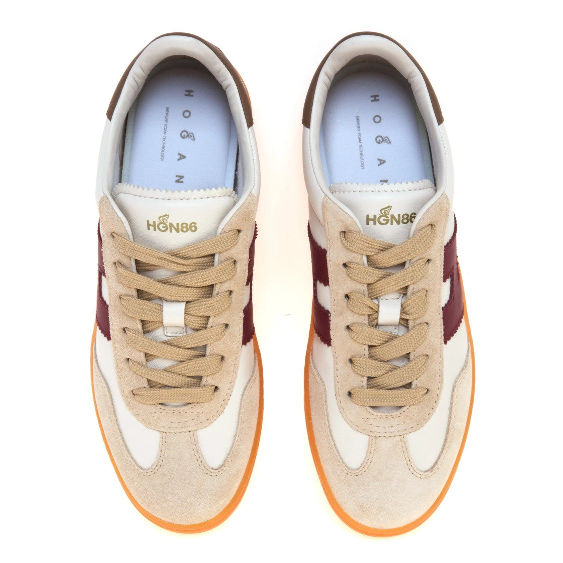 Hogan Burgundy Zigzag Suede Overlay Low-Top Sneakers