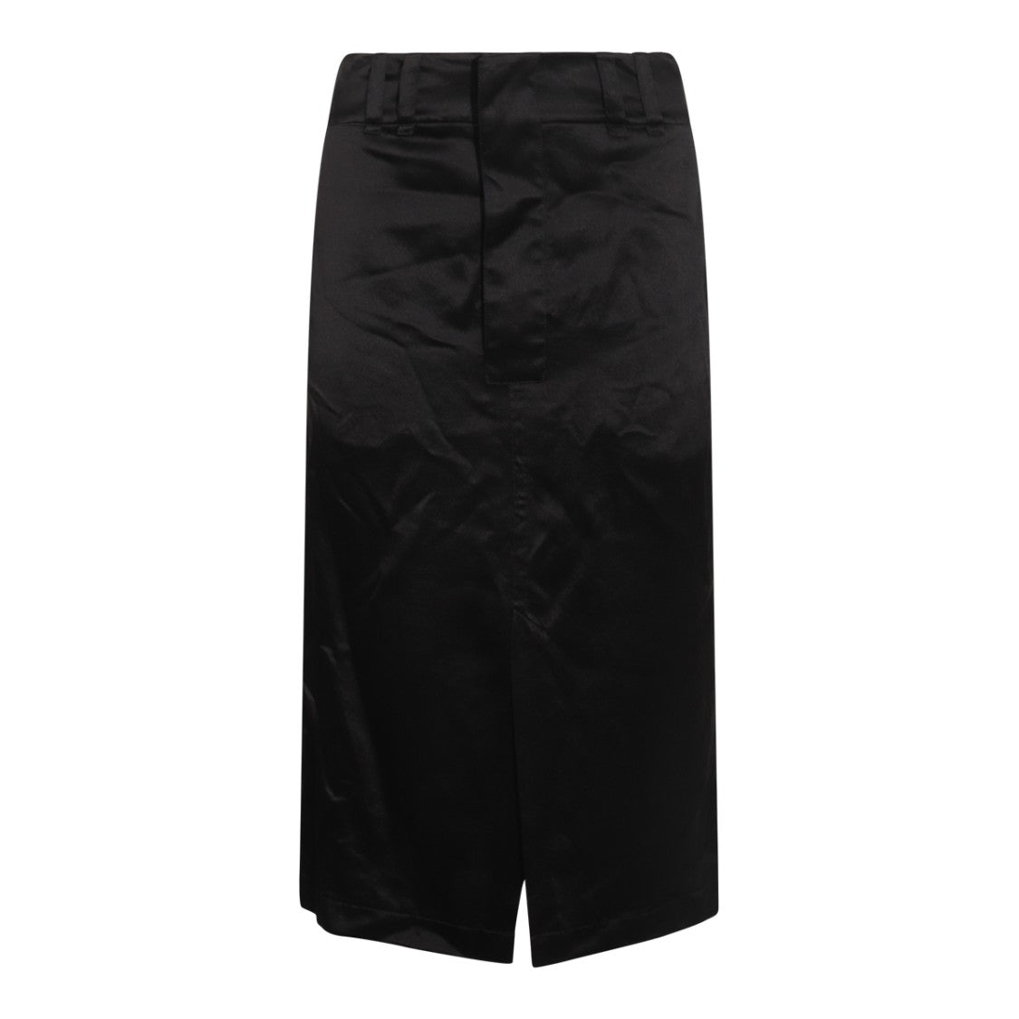 Saint Laurent Silk Midi Skirt With Front Placket And Belt Loops