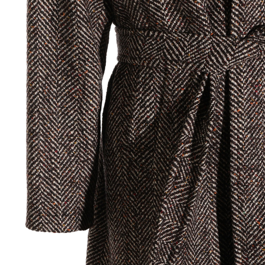 Tagliatore Herringbone Belted Notched Lapel Coat