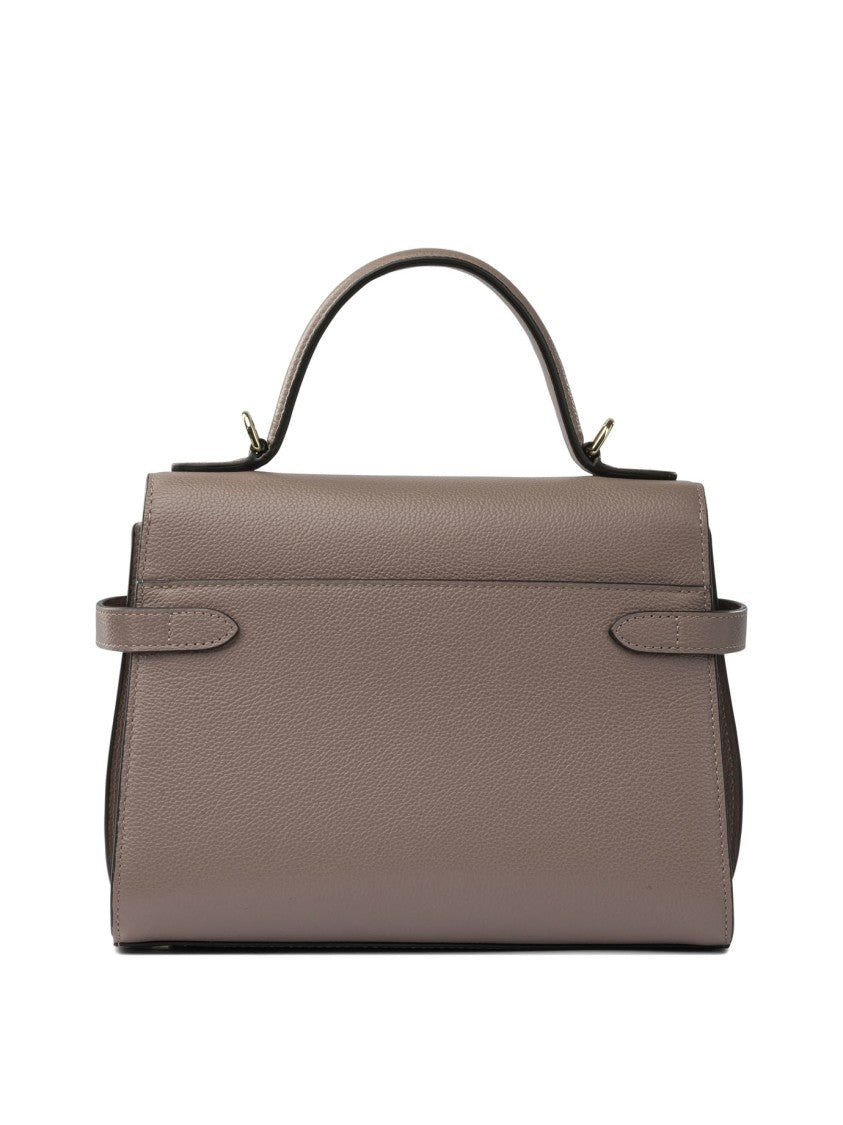 Le Tanneur Textured Leather Handbag With Triangular Flap Closure