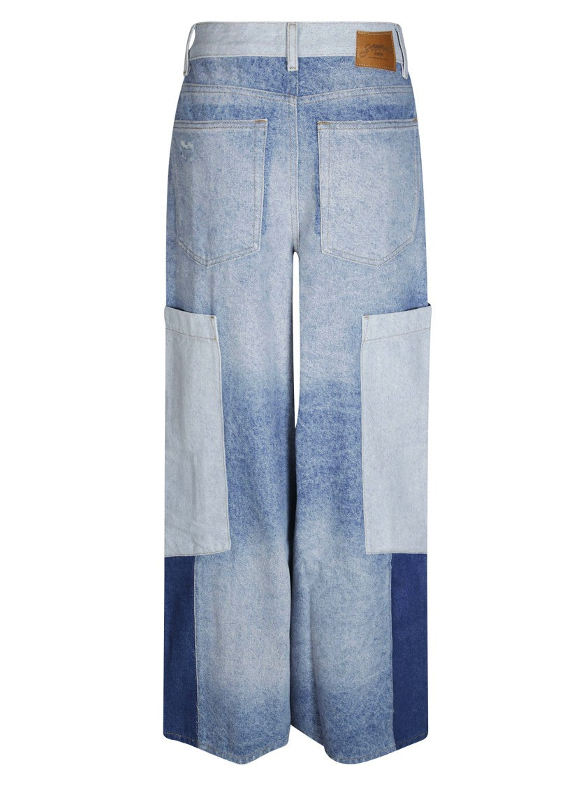 Ganni Patchwork Denim Baggy Cargo Jeans