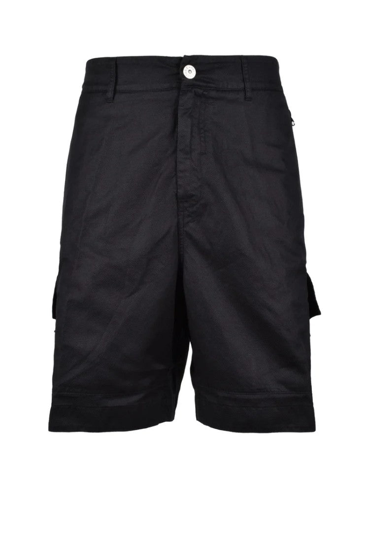 Stone Island Cotton Linen Lycra Bermuda Shorts - Black