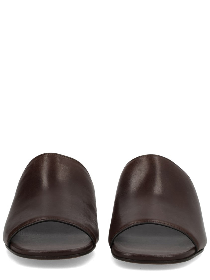 Brunello Cucinelli Brown Block-Heel Calf Leather Sandals